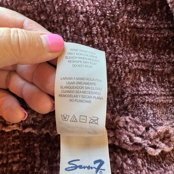 Seven7 Womens Sz M Pullover Sweater Mauve Chenille Knit Minimalist Comfort Cozy - Picture 9 of 9